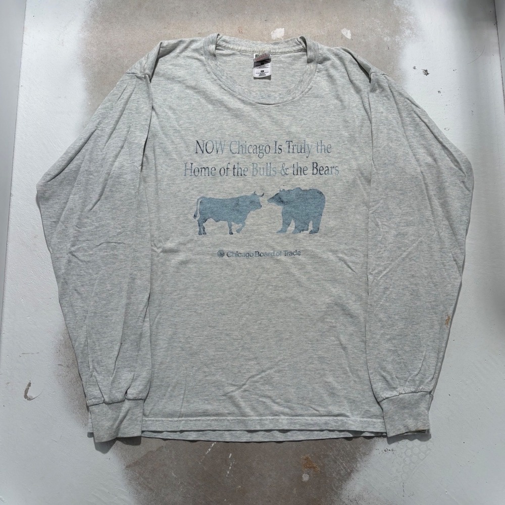 Vintage Fruit of the Loom Chicago Board of Trade CBOT Bulls Bears LS Shirt XL